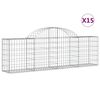 vidaXL Gabionen mit Hochbogen 15 Stk. 200x30x60/80 cm Verzinktes Eisen