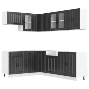 vidaXL 11-tlg. K&uuml;chenschrank-Set Lucca Schwarz Holzwerkstoff