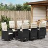 vidaXL Garten Essgruppe mit Kissen 9 pcs Schwarz Poly-Rattan