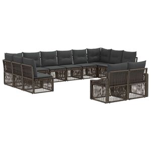 vidaXL Gartensofa-set 12 stk. Grau Poly-Rattan