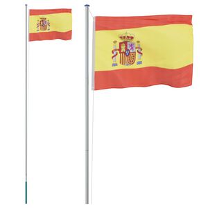 vidaXL Flagge Spaniens mit Mast 6,08 m Aluminium