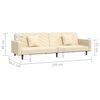vidaXL Schlafsofa 2-Sitzer mit 2 Kissen Creme Samt