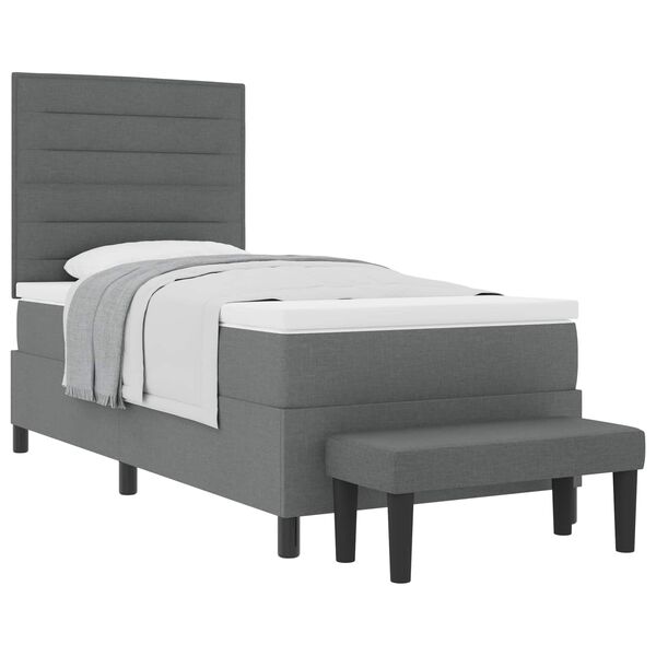 vidaXL Boxspringbett mit Matratze Dunkelgrau 90 x 190 cm Stoff
