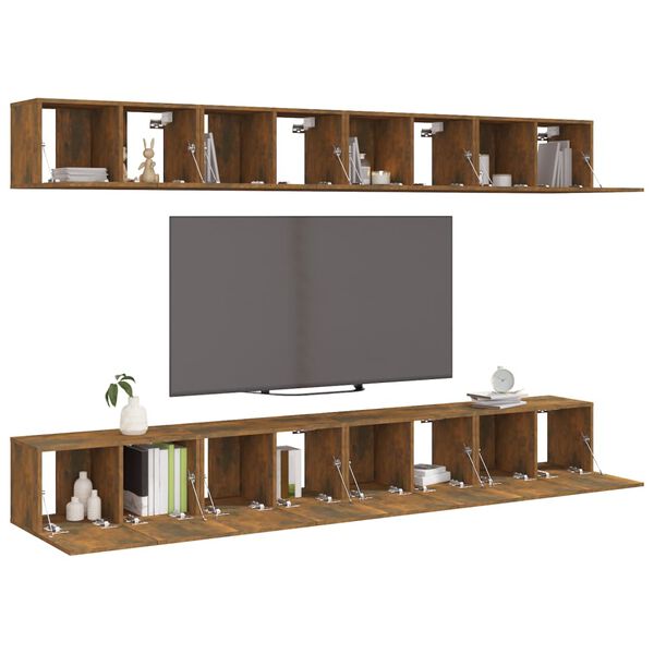 vidaXL 8-tlg. TV-Schrank-Set Räuchereiche 60x30x30 cm Holzwerkstoff