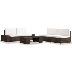 vidaXL 5-tlg. Garten-Lounge-Set Poly Rattan Braun