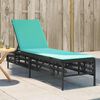 vidaXL Sonnenliege mit Kissen Schwarz Poly Rattan