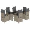 vidaXL 7-tlg. Garten-Essgruppe mit Kissen Grau Poly Rattan