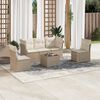 vidaXL 6-tlg. Garten-Sofagarnitur mit Kissen Beige Poly Rattan