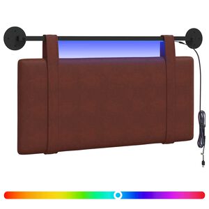 vidaXL H&auml;ngendes Kopfteil Mit LED Licht Gl&auml;nzendes Braun Antikes PU