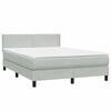 vidaXL Boxspringbett mit Matratze Hellgrau 160x210 cm Samt