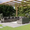 vidaXL 8-tlg. Garten-Lounge-Set mit Kissen Grau Poly Rattan