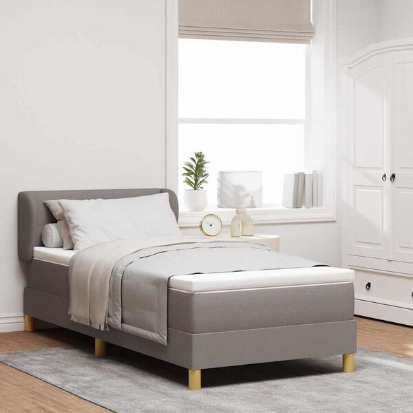 vidaXL Boxspringbett mit Matratze Taupe 100 x 200 cm Stoff