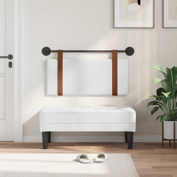 vidaXL H&auml;ngevorderseite Wandmontiert Wei&szlig; 90 x 55 x 5 cm Antikes PU