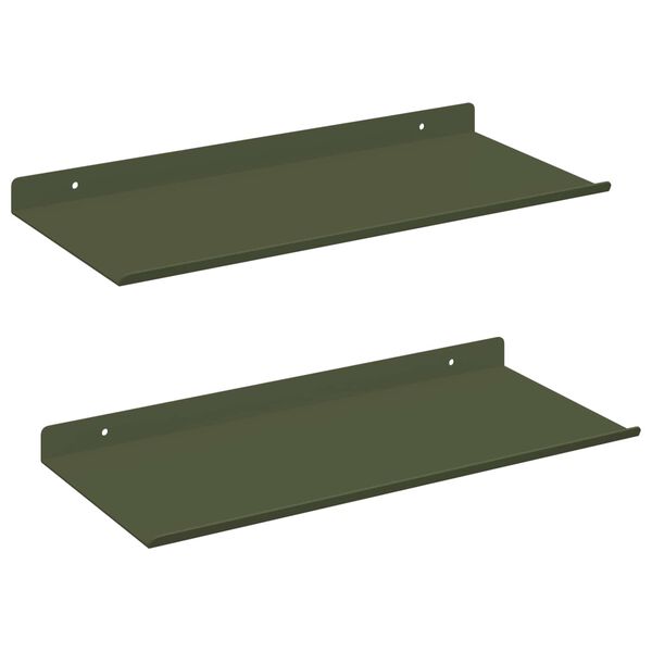 vidaXL Schwebendes Regal 2 pcs Olive Gr&uuml;n 40 x 18 x 2,5 cm Stahl