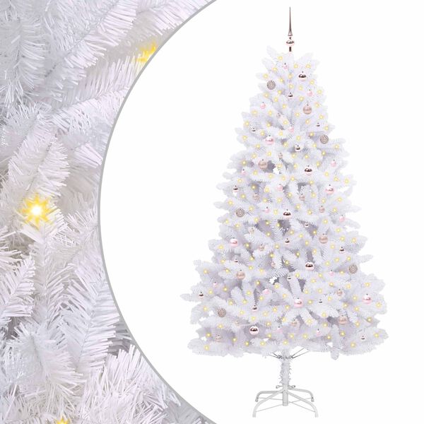 vidaXL K&uuml;nstlicher klappbarer Weihnachtsbaum Wei&szlig; 240 cm PVC und Stahl