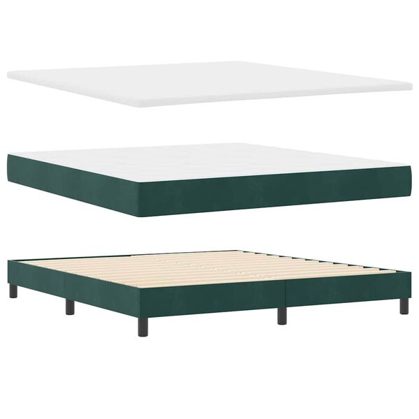 vidaXL Boxspringbett mit Matratze Dunkelgr&uuml;n 200 x 180 cm Samt