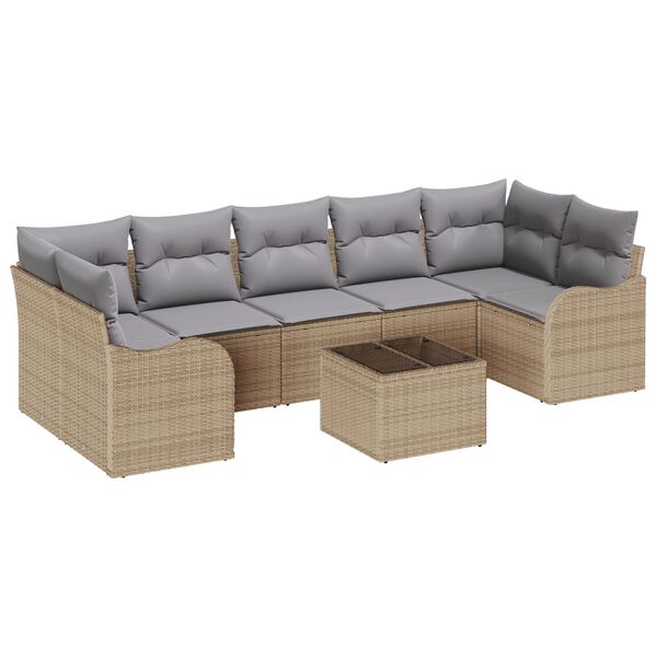 vidaXL Gartensofa-set Beige 55 x 55 x 37 cm Poly-Rattan