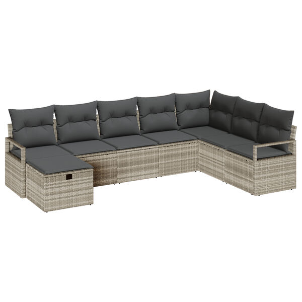 vidaXL Sofa Set mit Kissen mit Speicher Hellgrau Poly-Rattan