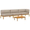 vidaXL Sofa Set mit Kissen Uni 4 pcs Taupe Massivholz Akazie
