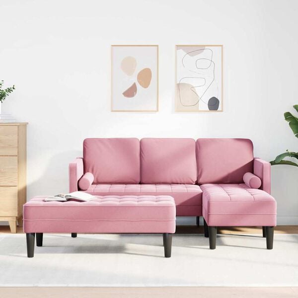 vidaXL Sofa Set mit Kissen 2 pcs Rosa Polyester