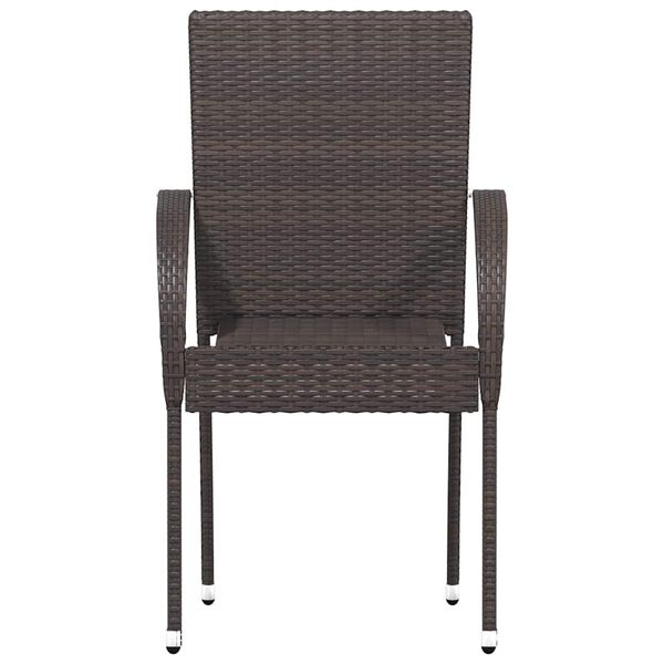 vidaXL Stapelbare Gartenst&uuml;hle 2 Stk. Poly Rattan Braun