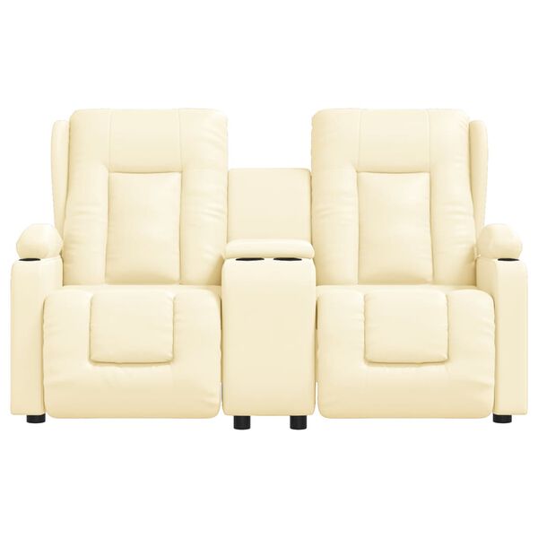 vidaXL 2-Sitzer Massagesessel mit Getränkehalter Creme Kunstleder