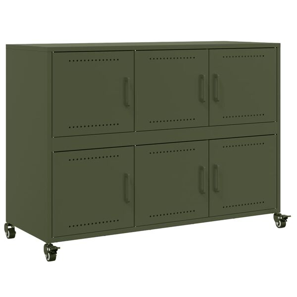 vidaXL Sideboard Olivgr&uuml;n 100,5x39x72 cm Stahl