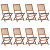 vidaXL Klappbare Gartenstühle 8 Stk. mit Kissen Massivholz Akazie