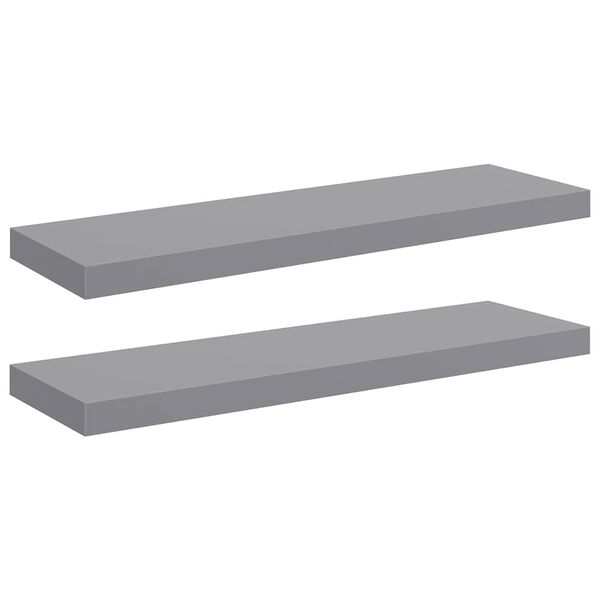 vidaXL Schweberegale 2 Stk. Grau 80x23,5x3,8 cm MDF