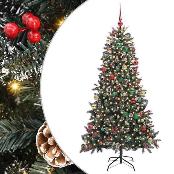 vidaXL K&uuml;nstlicher Weihnachtsbaum Gr&uuml;n 180 cm PVC, Plastik und Stahl