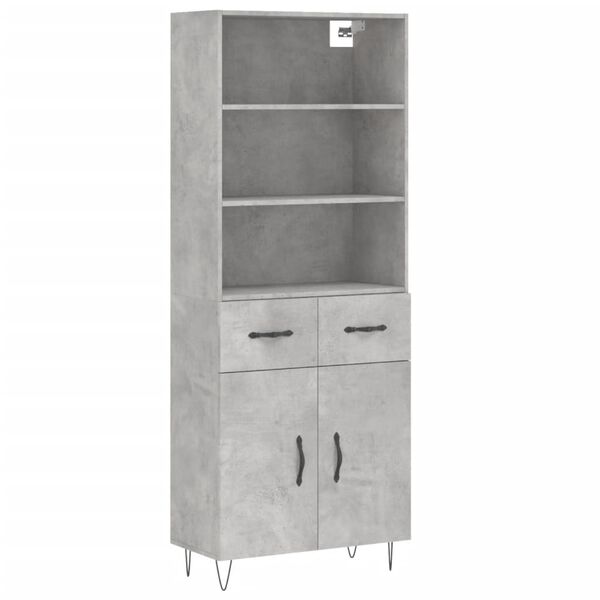 vidaXL Highboard Betongrau 69,5x34x180 cm Holzwerkstoff