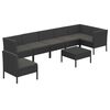 vidaXL 8-tlg. Garten-Lounge-Set mit Auflagen Poly Rattan Schwarz