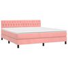 vidaXL Boxspringbett mit Matratze & LED Rosa 160x200 cm Samt