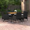 vidaXL 7-tlg. Garten-Essgruppe Poly Rattan Schwarz