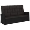 vidaXL Gartenbank mit Liegefunktion & Kissen Schwarz 173cm Poly Rattan