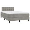 vidaXL Boxspringbett mit Matratze & LED Hellgrau 120x200 cm Samt