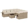 vidaXL 9-tlg. Garten-Sofagarnitur mit Kissen Beige Poly Rattan
