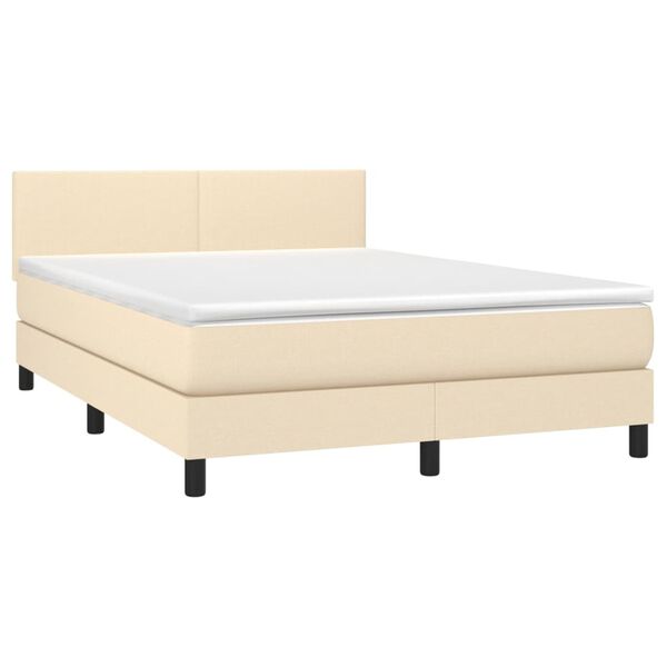 vidaXL Boxspringbett mit Matratze Creme 140x190 cm Stoff
