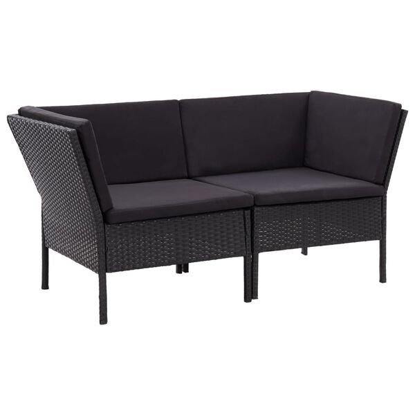 vidaXL 8-tlg. Garten-Lounge-Set mit Auflagen Poly Rattan Schwarz