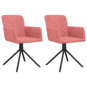 vidaXL Esszimmerst&uuml;hle 2 Stk. Drehbar Rosa Samt