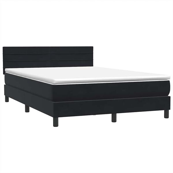 vidaXL Boxspringbett mit Matratze Schwarz 160x210 cm Samt