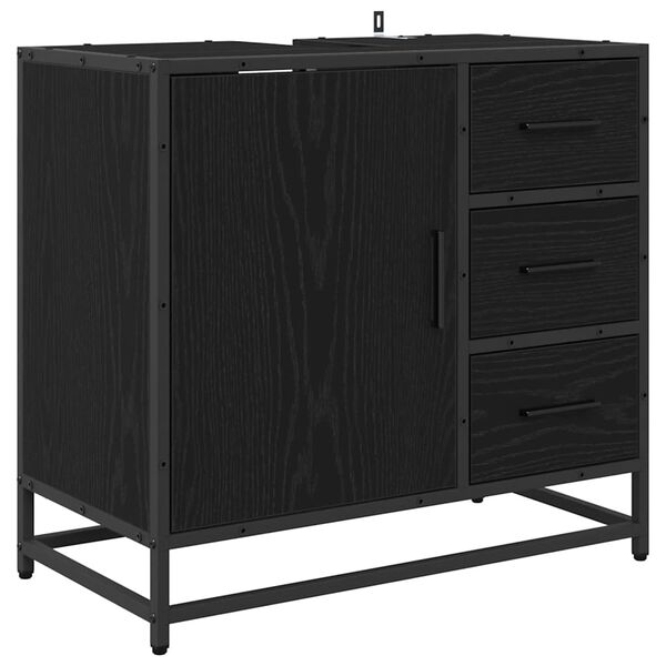 vidaXL Badezimmerschrank mit T&uuml;r Schwarz Eichen-Optik 65 x 33 x 60 cm