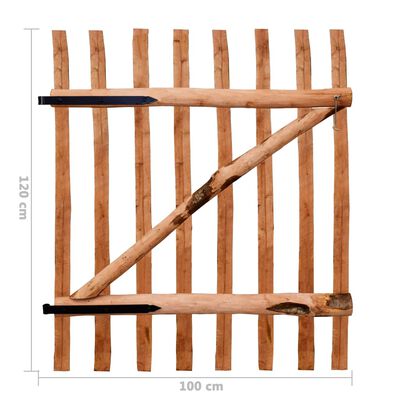 vidaXL Zauntor Einflügelig Haselnussholz Imprägniert 100×120 cm