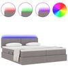 vidaXL Bett mit LED-Lichtleisten mit Kopfteil Taupe 180 x 200 cm Stoff