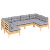 vidaXL 6-tlg. Garten-Lounge-Set mit Grauen Kissen Kiefer Massivholz