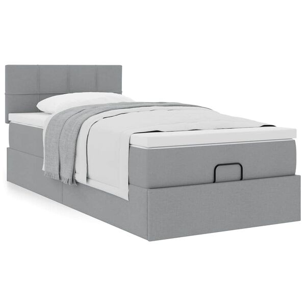 vidaXL Ottoman-Bett mit Matratze Hellgrau 80x200 cm Stoff