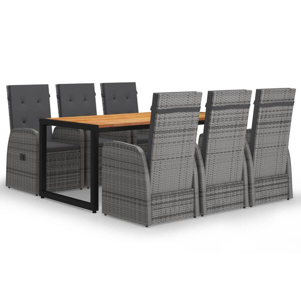 vidaXL 7-tlg. Garten-Essgruppe Grau