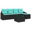 vidaXL Sofa Set mit Kissen 6 pcs Schwarz Poly-Rattan