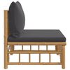 vidaXL Garten-Mittelsofa mit Dunkelgrauen Kissen Bambus