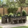 vidaXL Garten Essgruppe mit Kissen 9 pcs Grau Poly-Rattan